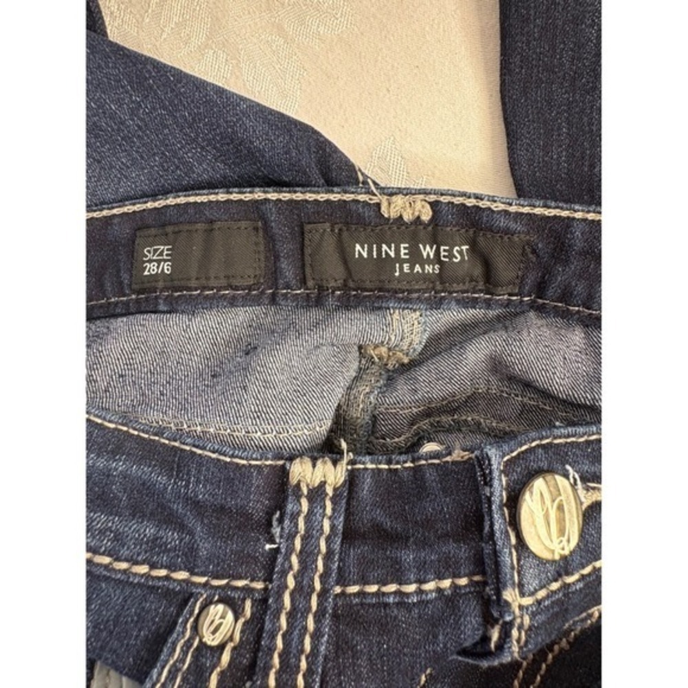 Nine West Jeans Womens 6 Dark Wash Embroidered Beaded Bootcut Denim Pants - Picture 5 of 11